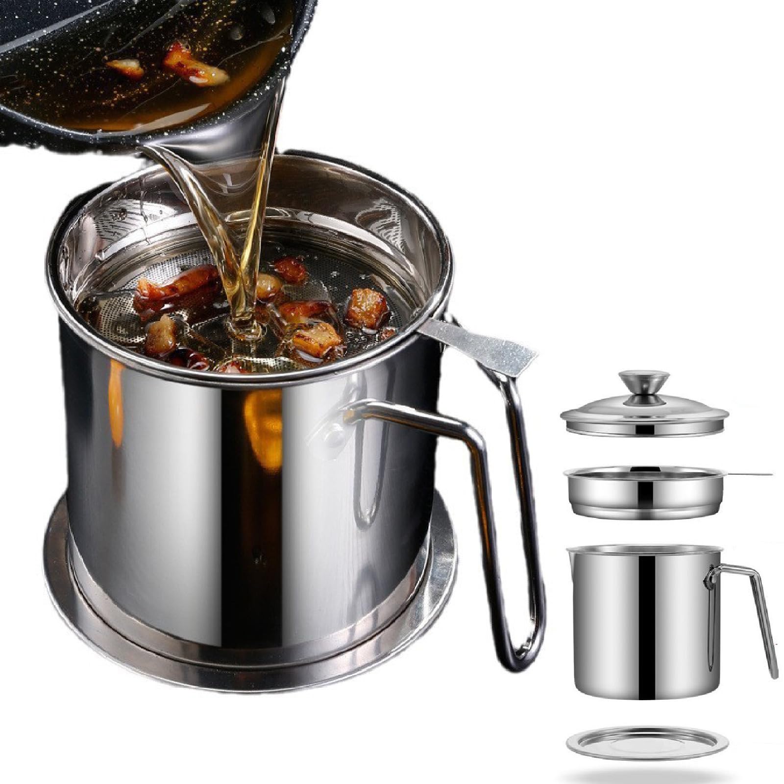 オイルポット 油ろ過器 キッチン用品 油処理用品 Amazon | SensaBliss オイルポット 油こし器 1.4L 304ステンレス
